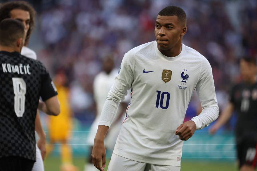 France's forward Kylian Mbappe looks on during the UEFA Nations League - France international Kylian Mbappe on Sunday accused the president of the French Football Federation (FFF) of ignoring racist abuse after his penalty miss at Euro 2020.